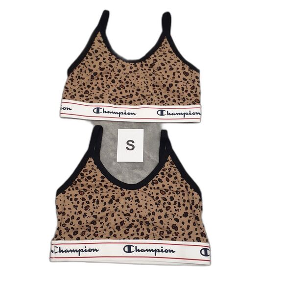 Champion 2 Womens Bralettes Moisture-wicking Cotton Stretch Animal Print Sz S - Picture 1 of 4